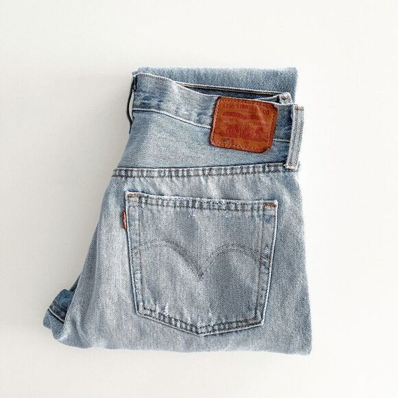 Levi Strauss & Co. Mens 501 Mid-Rise Straight-Leg Denim Jeans Blue Light-Wash 28 - Picture 5 of 14